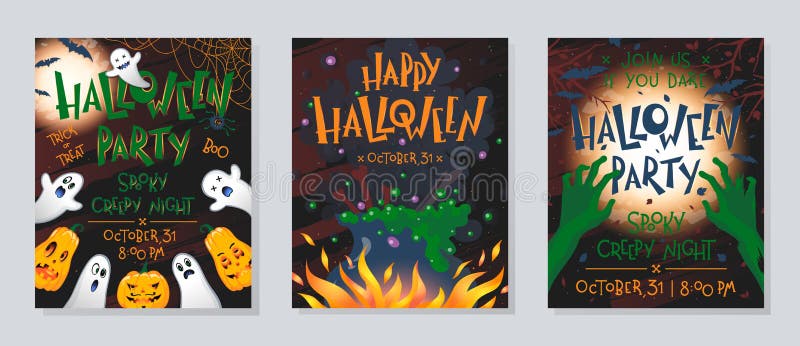 Pacchetto di poster di Halloween royalty illustrazione gratis