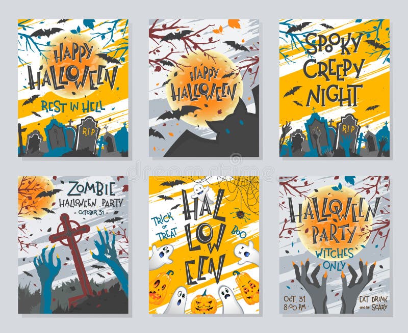Pacchetto di poster di Halloween royalty illustrazione gratis