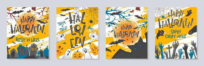 Pacchetto di poster di Halloween illustrazione di stock