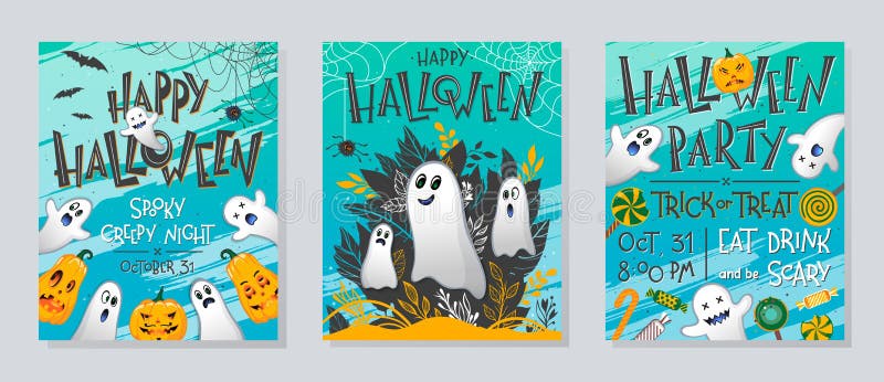 Pacchetto di poster di Halloween royalty illustrazione gratis