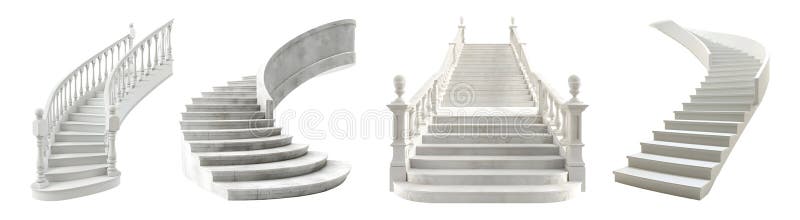 Pacchetto di rendering 3D di una scala di marmo bianco su sfondo trasparente royalty illustrazione gratis