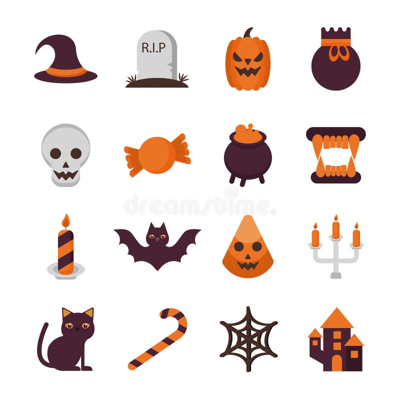 Pacchetto di sedici icone di set di alloween illustrazione vettoriale