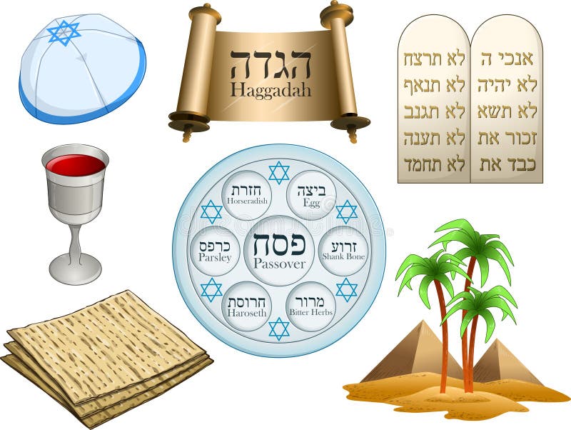 Vector illustration of objects related to the Jewish holiday Passover. Vector illustration of objects related to the Jewish holiday Passover.