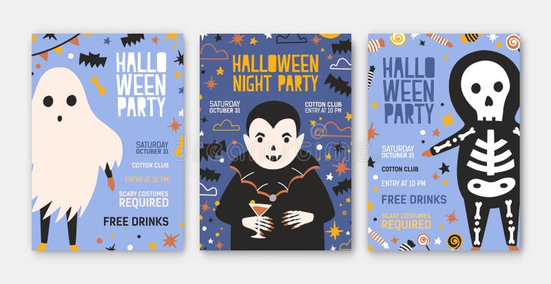 Pacco dell'invito del partito di Halloween, dell'aletta di filatoio o dei modelli del manifesto con il vampiro sveglio, il fantas illustrazione vettoriale