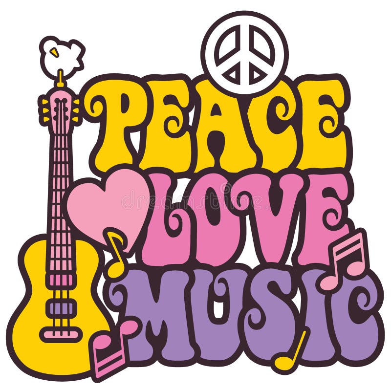 Pace-Amore-Musica illustrazione di stock