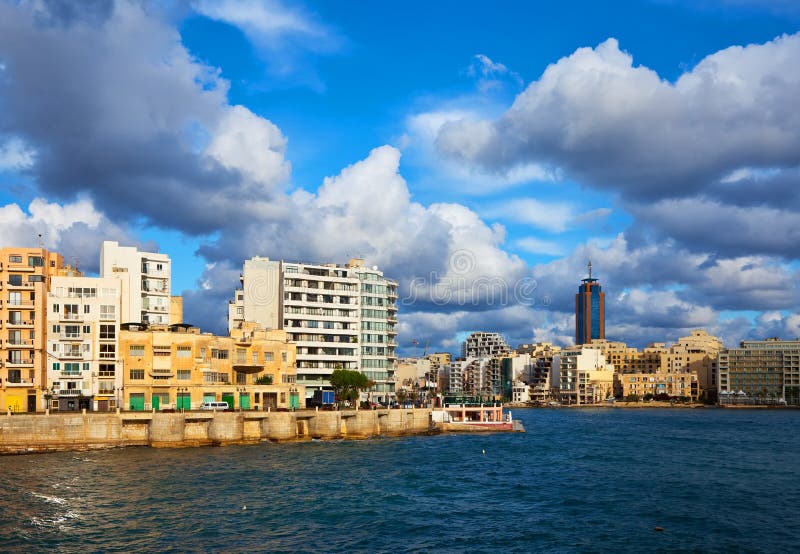 Paceville and St. Julian's cities stock image