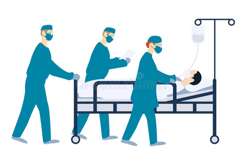 Paciente De Coronavirus En El Hospital Con Trabajadores Médicos Vestidos  Con Ropa Protectora Ilustración del Vector - Ilustración de social,  peligro: 193371328