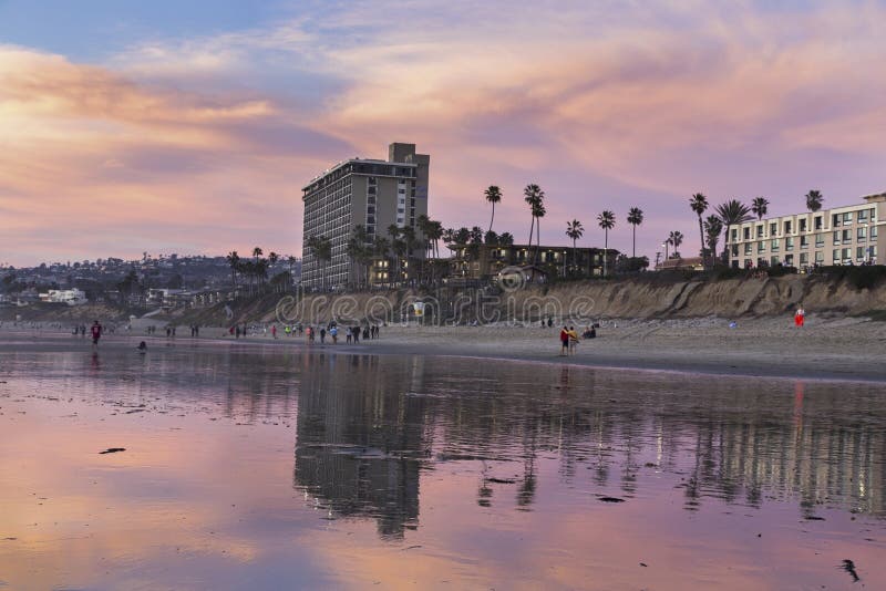 Pacific Beach Low Tide Sunset San Diego California Coast stock photo Pacific Beach Low Tide Sunset San Diego California Coast stock photo