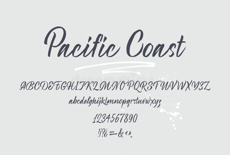 Pacific Coast Handwritten Font. Script Stock Vector Illustration of