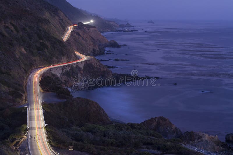 Pacific Coast Highway at night