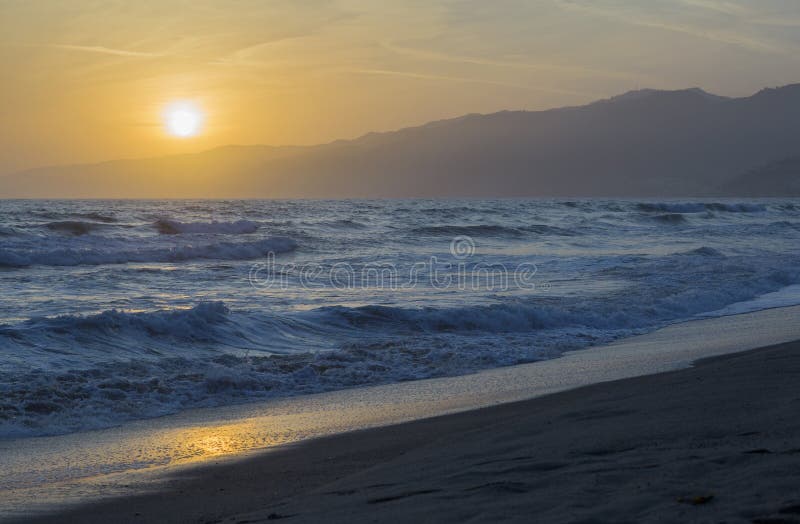 The Pacific ocean during sunset.