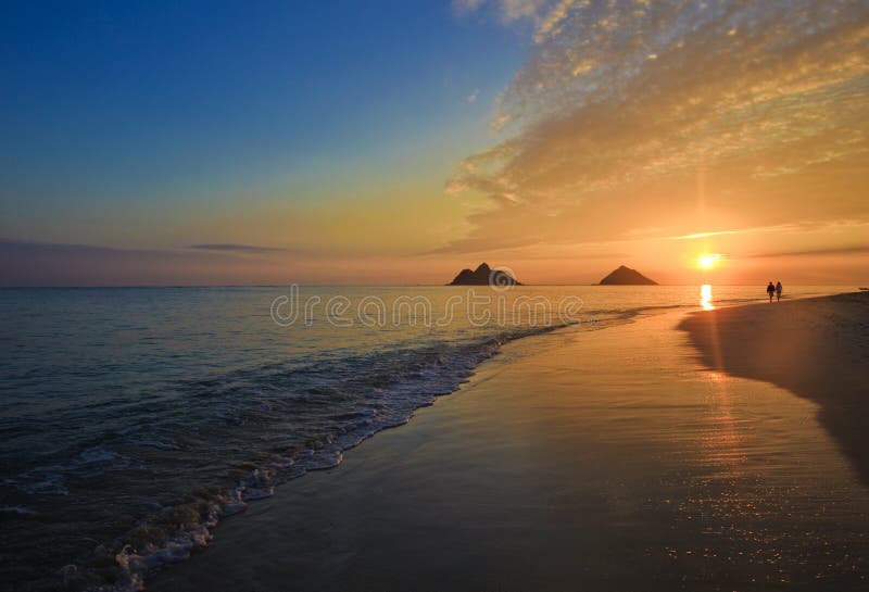 Pacific sunrise at lanikai beach, hawaii