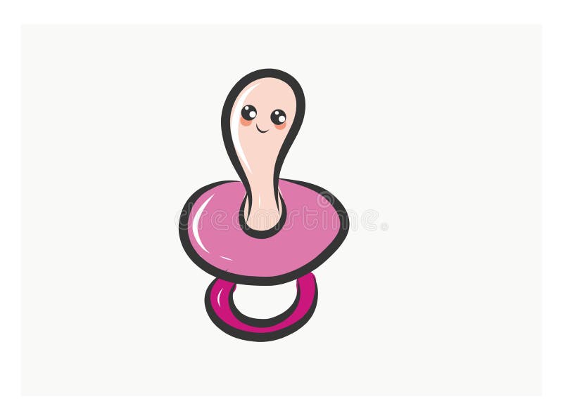 Pacifier with Face Hand Drawn Design, Illustration, Vector Stock Vector Illustration of
