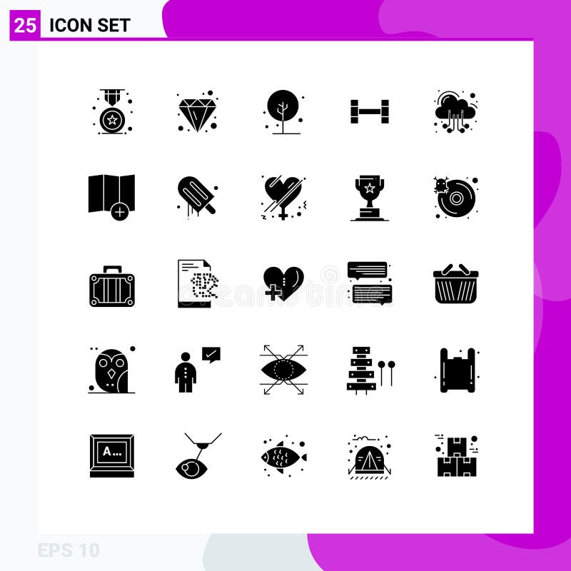 Modern Set of 25 Solid Glyphs and symbols such as web, hosting, farming, cloud, sport royalty free illustration