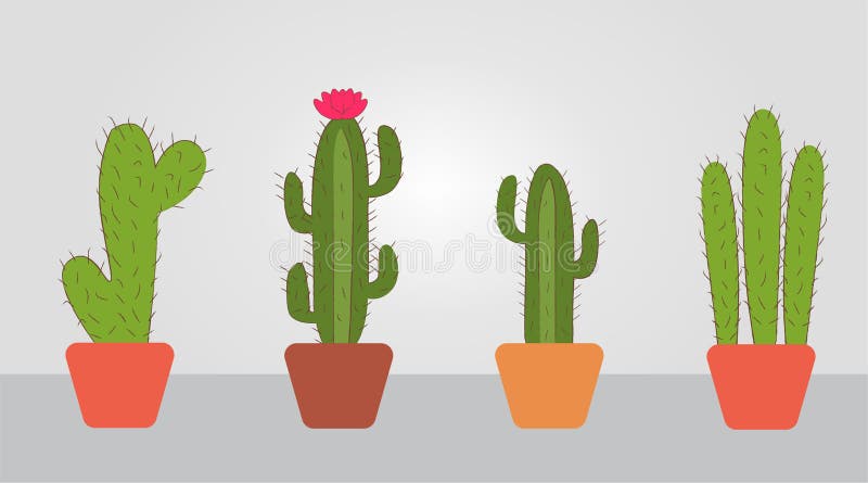 Free Vector, Hand painted cartoon cactus collection