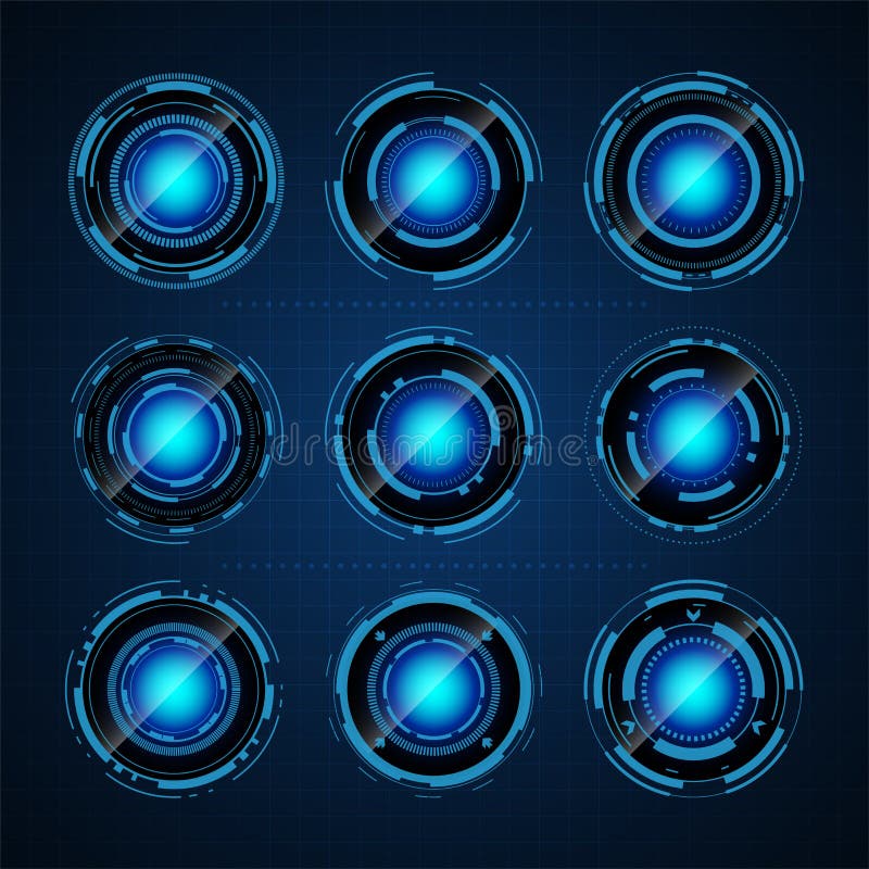 Pack of hud circle digital tech elements stock illustration Pack of hud circle digital tech elements stock illustration