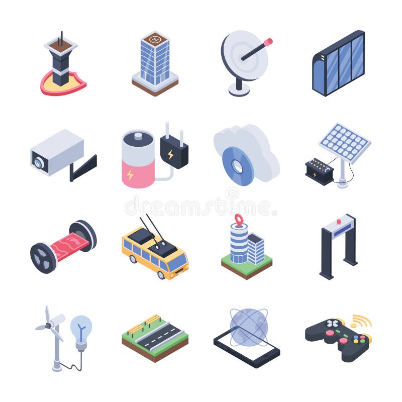 Smart City Isometric Icons Pack vector illustration Smart City Isometric Icons Pack vector illustration