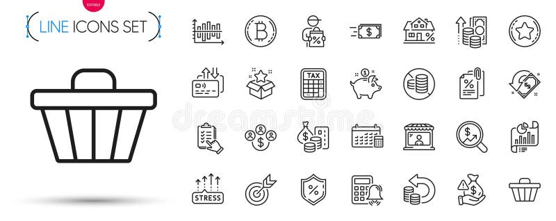 Pachet de instrumente de economisire a banilor și de plată a indiciilor pentru linia de rezervă pentru numerar. pictogramă pictogr royalty free illustration