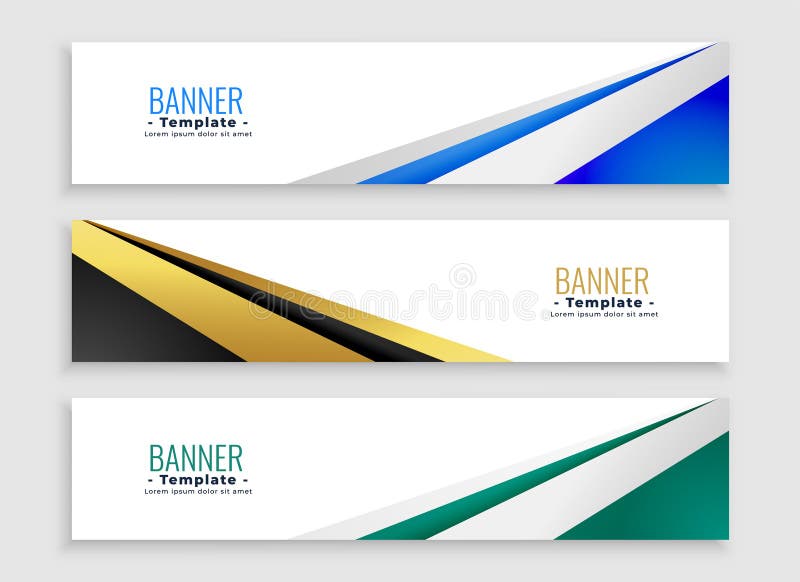 Pack of three abstract website header layout for business presentation vector illustration