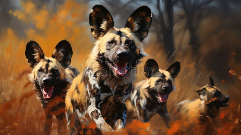 Pack wild dogs stock photo