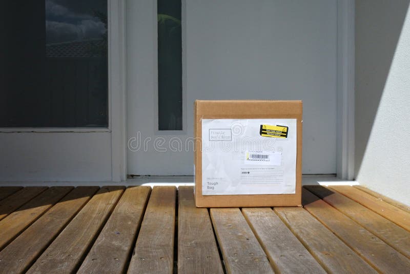 Package Box on Home Front Door Stock Photo Image of customer, front