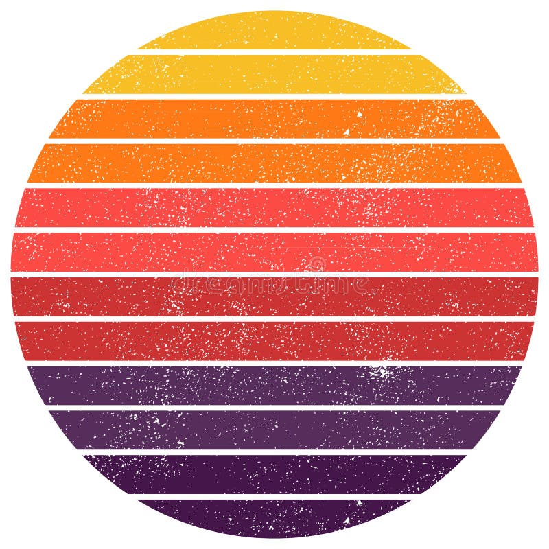 Download Vintage Retro Sunset Striped Circle Art Stock Illustration Illustration Of Book Brown 203207084