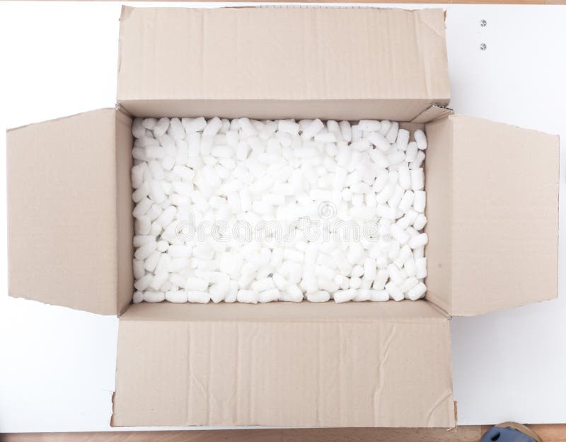 Large Packaging Box Filled with Many White Styrofoam Pellets Stock Photo Image of insulation