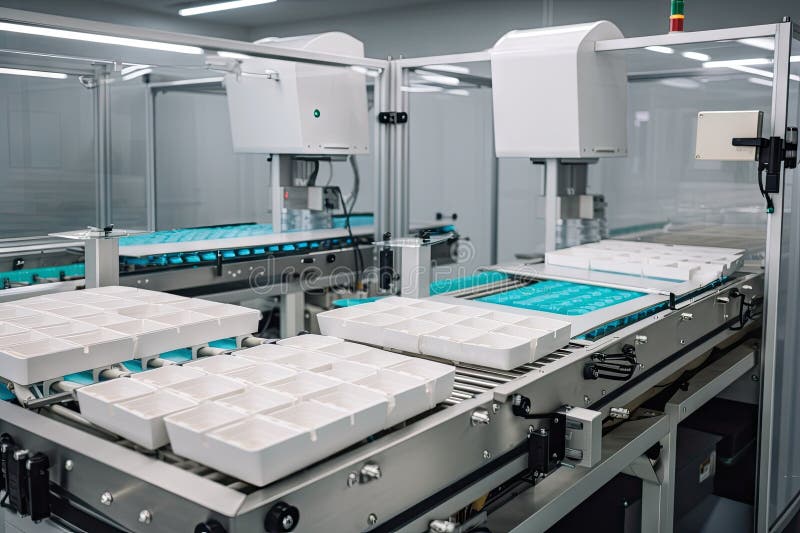 Packaging and sorting robot, packaging items with precision accuracy royalty free illustration
