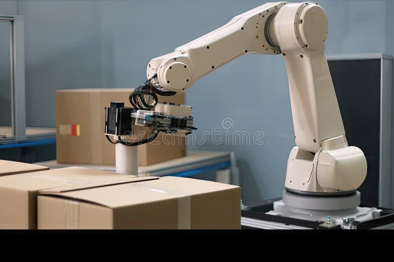 Packaging and sorting robot, picking and packaging goods for shipment royalty free illustration