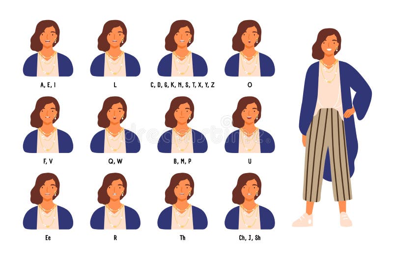 Packe av gulliga kant- eller munpositioner för kvinnligt tecken s för olika ljud Animeringen ställde in av ung kvinna eller flick royaltyfri illustrationer Packe av gulliga kant- eller munpositioner för kvinnligt tecken s för olika ljud Animeringen ställde in av ung kvinna eller flick royaltyfri illustrationer