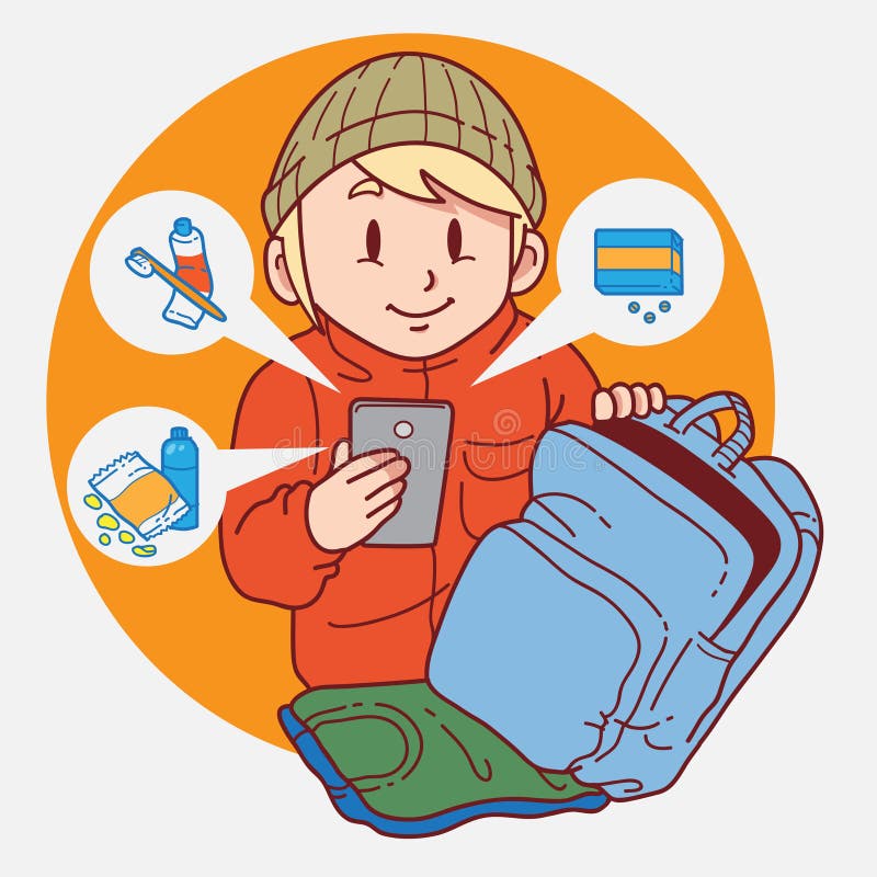 Packing stock vector. Illustration of journey, tourist - 79621671