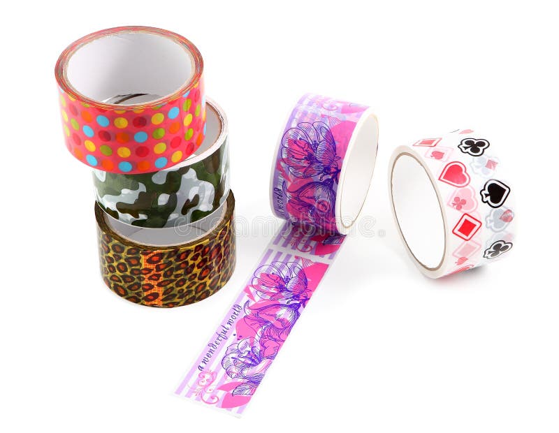 Packing Tape with Print. Masking Tape for Gift Wrapping. a Set of Colored  Packing Tape with a Decorative Print. Stock Photo - Image of playing,  wrapping: 31535534