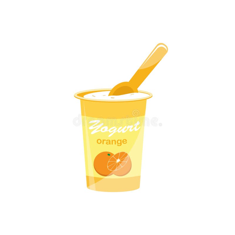 Packing Yogurt with a Teaspoon. Orange Flavored Yogurt Stock Illustration Illustration of diet