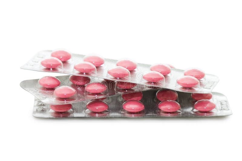 Packs of pills isolated on white