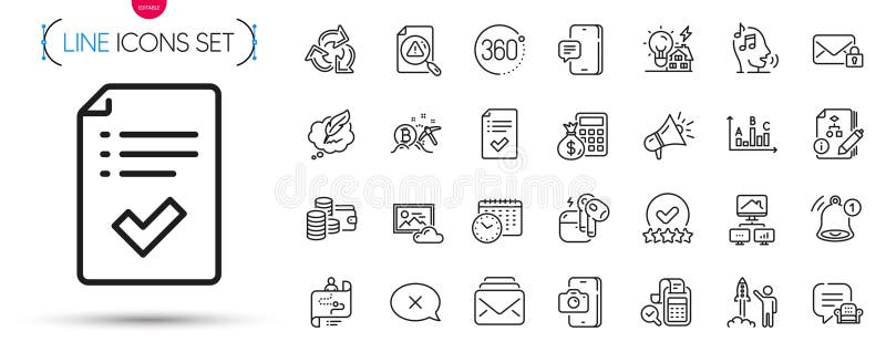 Packung mit Megaphon Voicemail und 360 Grad Line Icons. Piktogramm. Vektor vektor abbildung
