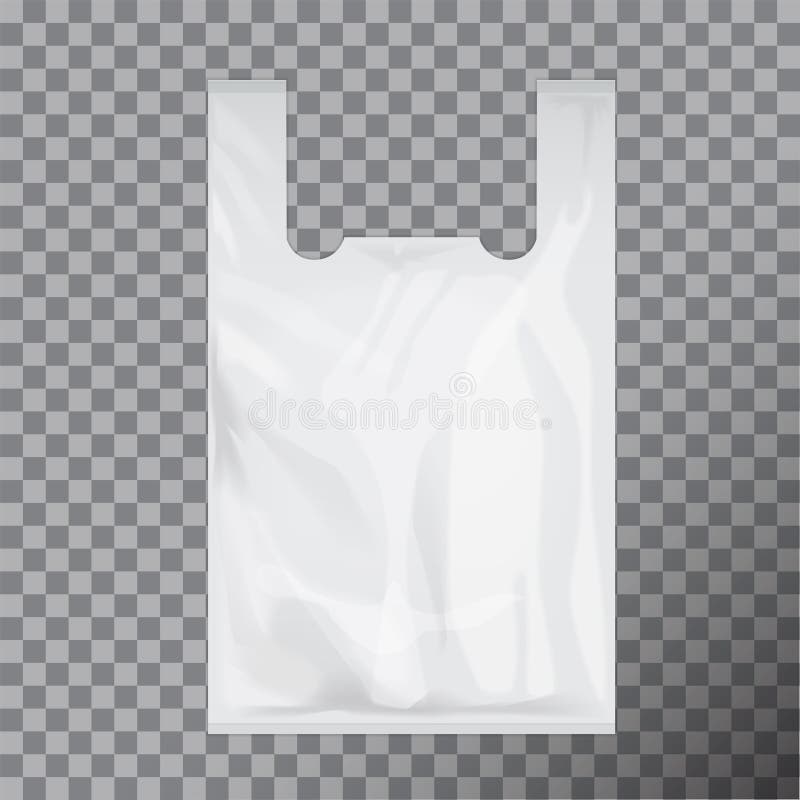 Pacote descartável branco do saco de plástico do t-shirt Transparente isolado ilustração do vetor