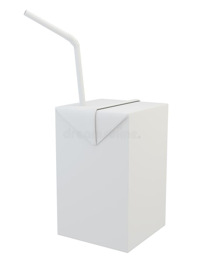 Pacote vazio da caixa do leite ou do suco com palha foto de stock Pacote vazio da caixa do leite ou do suco com palha foto de stock