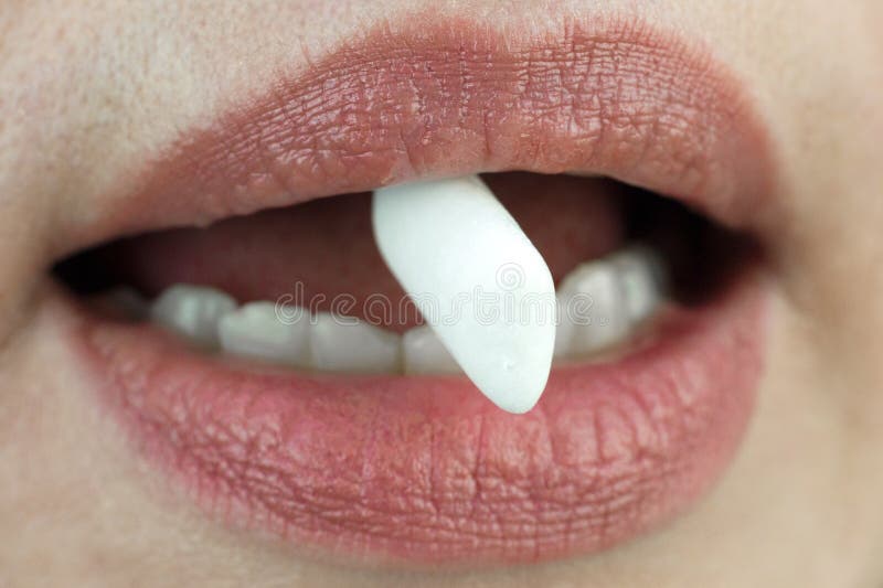 Pad of Chewing Gum between Teeth Stock Photo Image of lifestyle