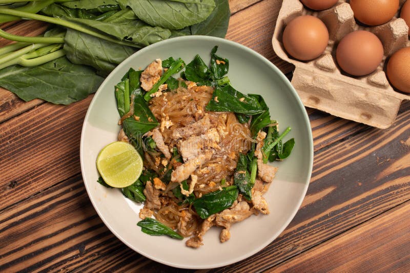 Pad See Ew Pork and Vegetables, a Popular Thai Dish Stock Image Image