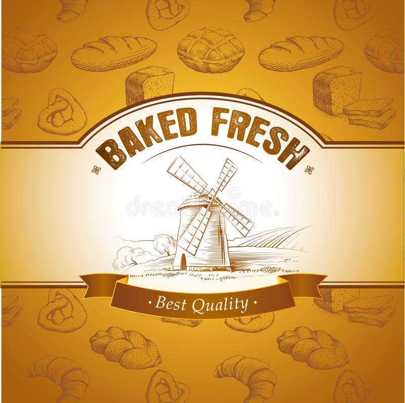 Padaria do moinho de vento Teste padrão sem emenda do fundo ilustração do vetor Padaria do moinho de vento Teste padrão sem emenda do fundo ilustração do vetor