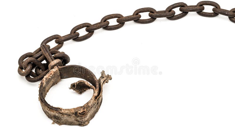 Padded shackles foot cuff, or neck cuff. Rusty padded shackles used for locking up prisoners or slaves between 1600 and 1800 stock images