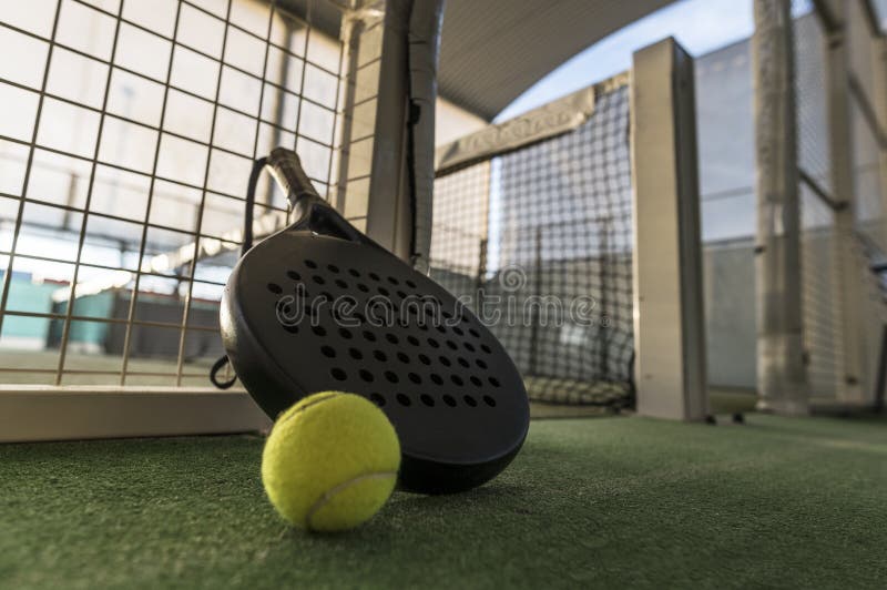 Paddle Tennis Image of Court, Racket, Net and Ball Stock Image Image of artificial, wide