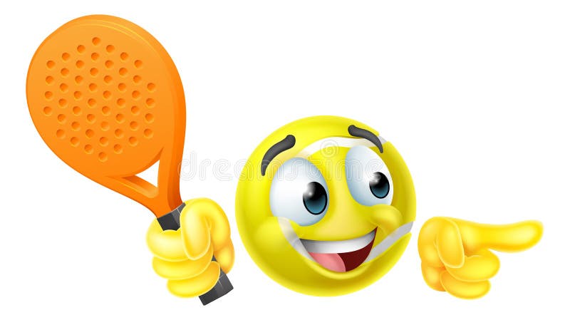 Padel Paddle Ball Tennis Cartoon Mascot Emoticon royaltyfri illustrationer