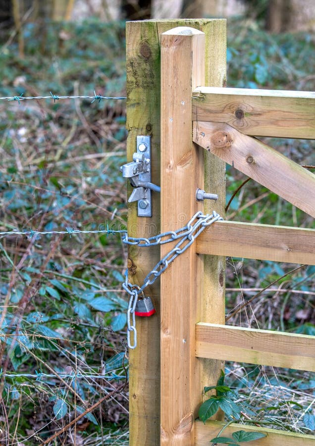Padlock and Chain on a Gate Stock Photo Image of closeup, brown
