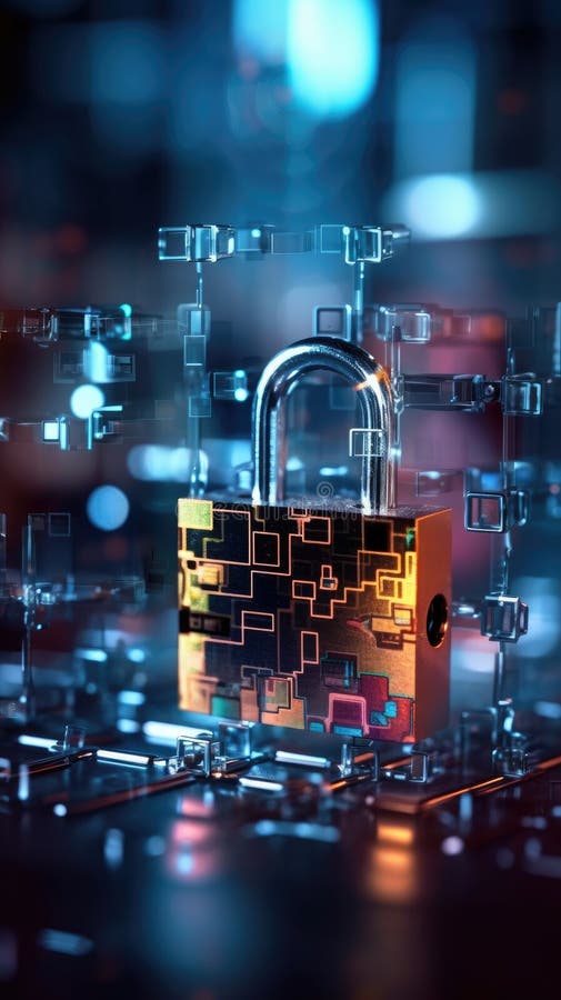 Lacăt pe ecranul computerizat. ai generativ