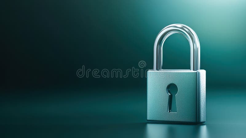 Padlock on dark background, symbolizing digital security, privacy, and data protection in the modern age royalty free illustration