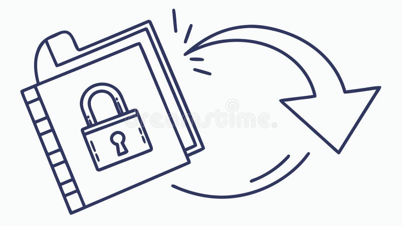 Padlock on folder with transfer arrow, secure file transfer, vector design Generative AI vector illustration