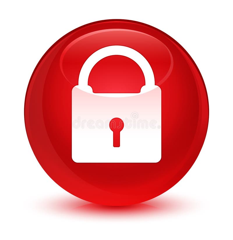 Padlock Glassy Red Round Button Stock Illustration of protect, 105930656