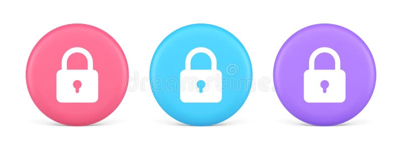 Padlock locking web access button password security protection safe encryption 3d circle icon royalty free illustration