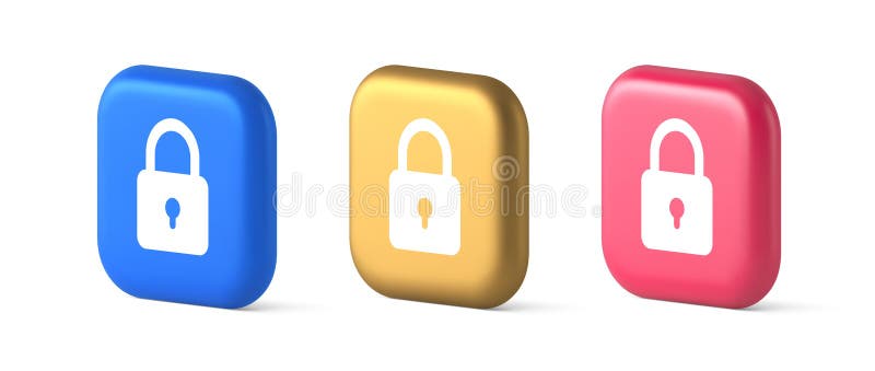 Padlock locking web access button password security protection safe encryption 3d icon vector illustration
